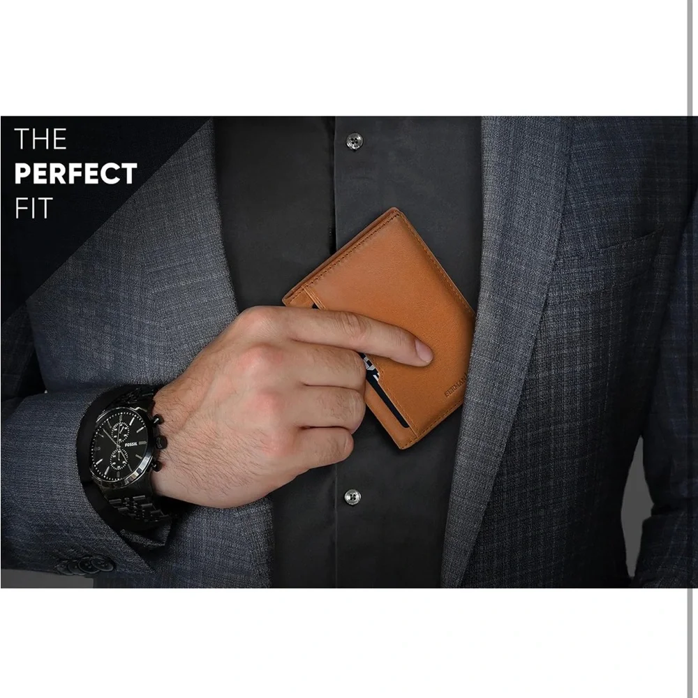 SERMAN BRANDS-‎ Wallets for Men Slim Mens leather RFID Blocking Minimalist Card